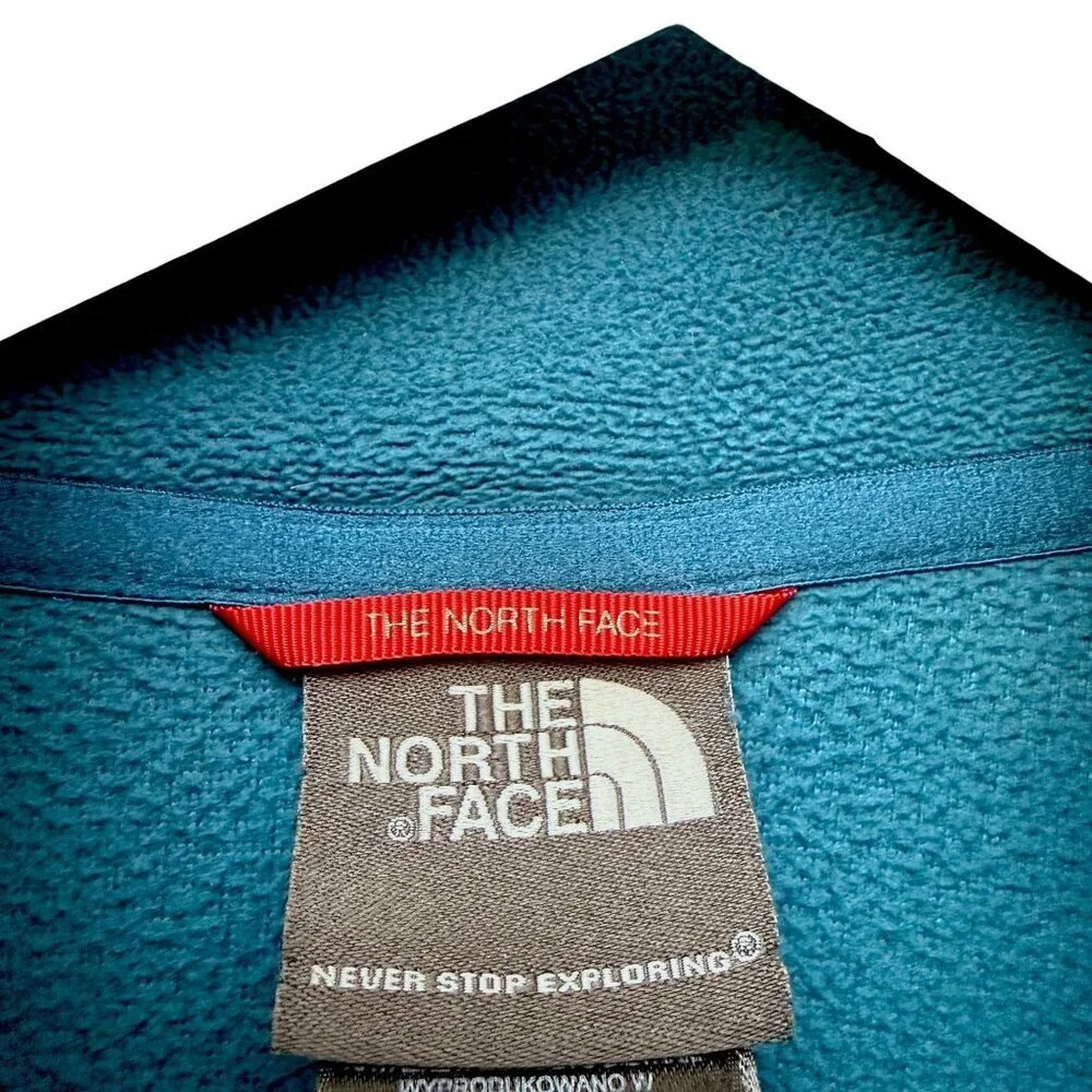 THE NORTH FACE Teal Blue Polartec Fleece Pullover Mens XL Mock Neck 1/4 Zip